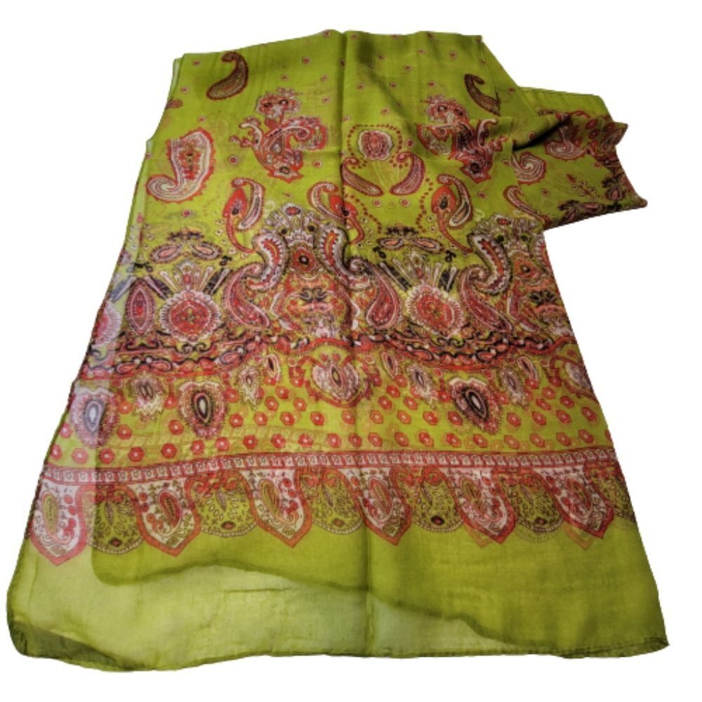 Paisley Print Scarf in Lime Green - NEW